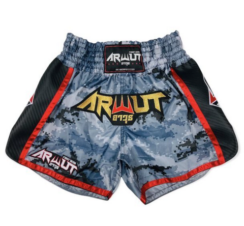 ARWUT - Carbon Edition Muay Thai Shorts - Grey Camo/Black