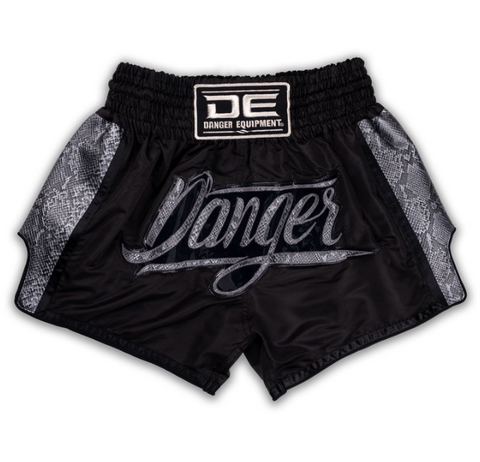 DANGER - Wild Line Muay Thai Shorts - Black/Silver