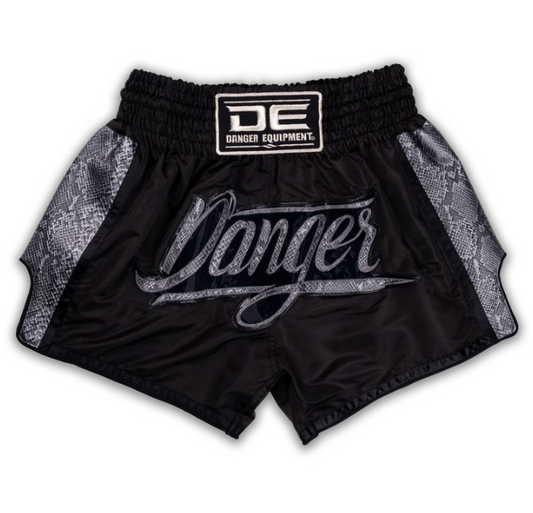 DANGER - Wild Line Muay Thai Shorts - Black/Silver