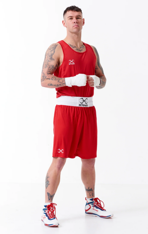 Sting Mens Mettle Boxing IBA Competition Shorts red boxer