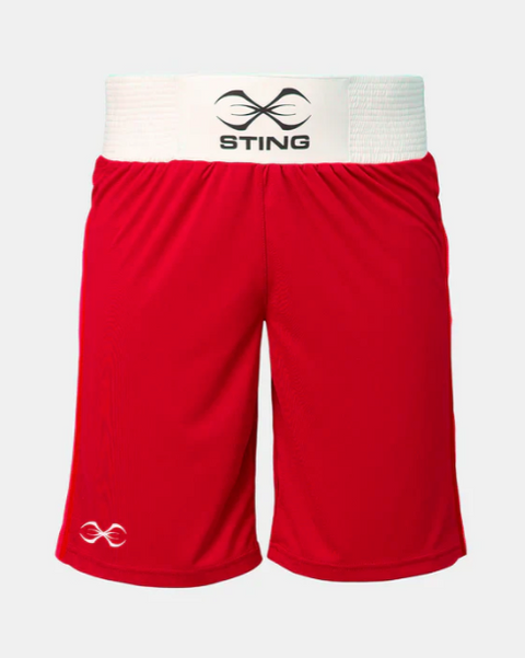 Sting Mens Mettle Boxing IBA Competition Shorts red