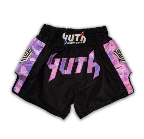 YUTH - Hologram Muay Thai Shorts - Black/Purple