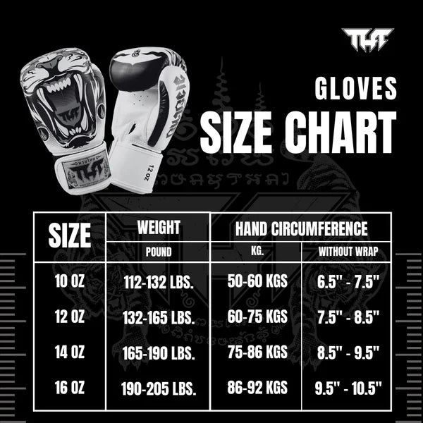 TUFF Black White Muay Thai Boxing Gloves